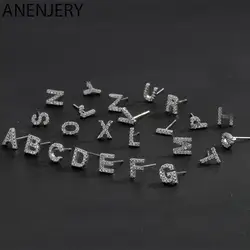 ANENJERY Tiny Initial A-Z Letter Earrings Alphabet Stud Earrings For Women Fashion Everyday Jewelry Gifts S-E868
