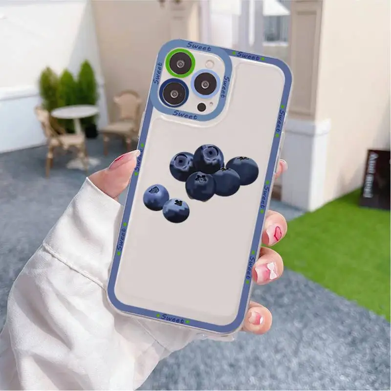 Small Berry Blueberry Fruit Phone Case for iPhone 11 12 13 Mini Pro Max 14 Pro Max Case shell