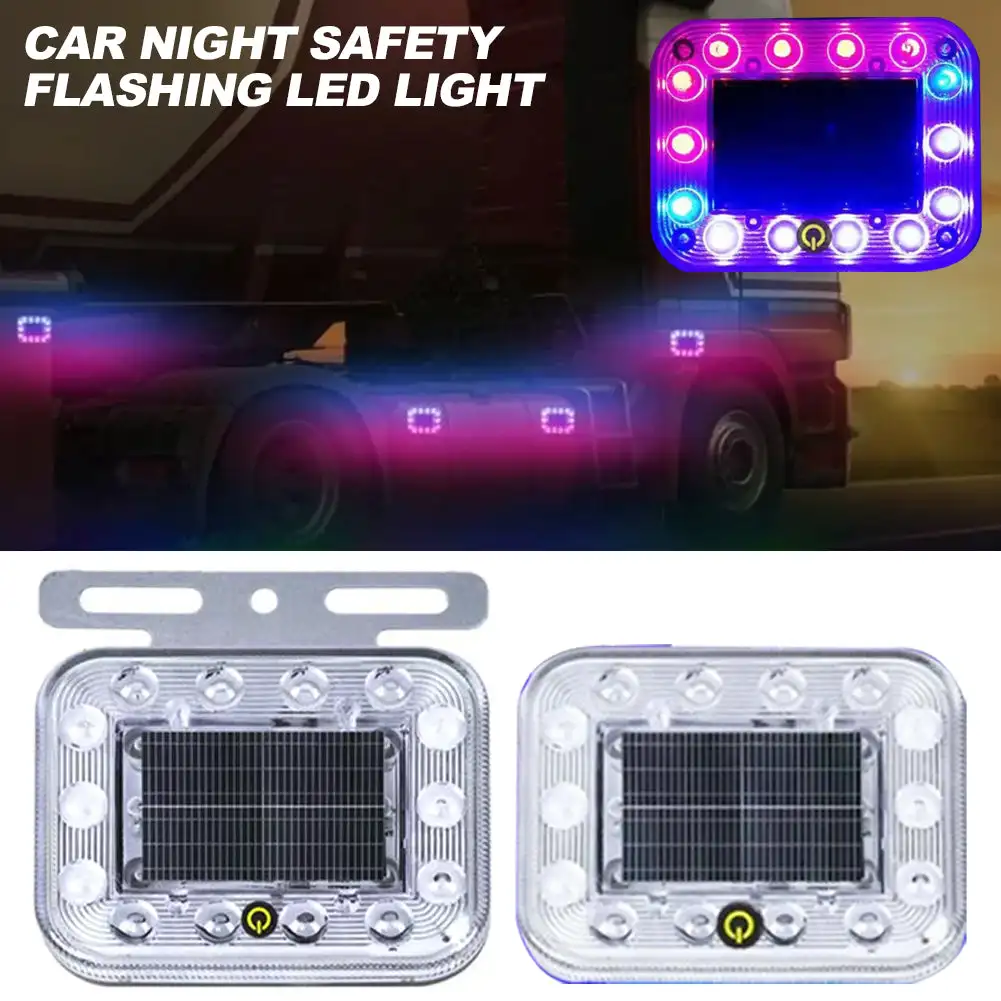 Car Solar Touch Night Safety Light Flashing Light Super Strong Magnetic Base Car Warning Lamp Anti-Collision Wide Tail Lights