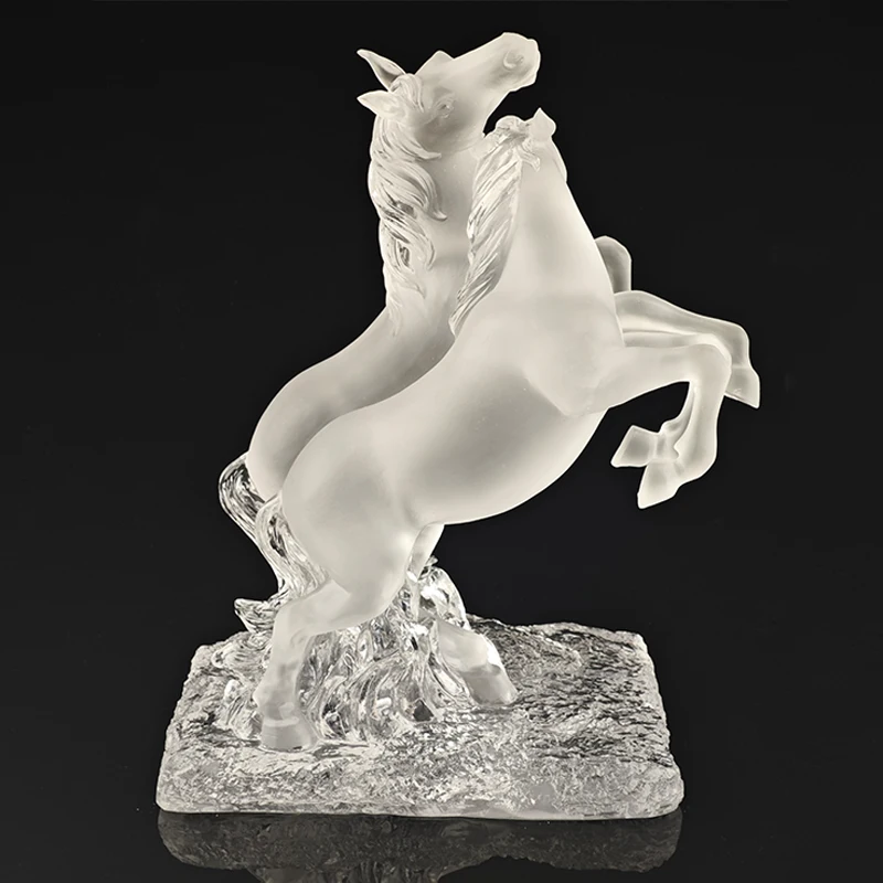 Custom Handmade Crystal Crafts Sculpture Crystal Glass Horse Statues Crystal Horse Figure