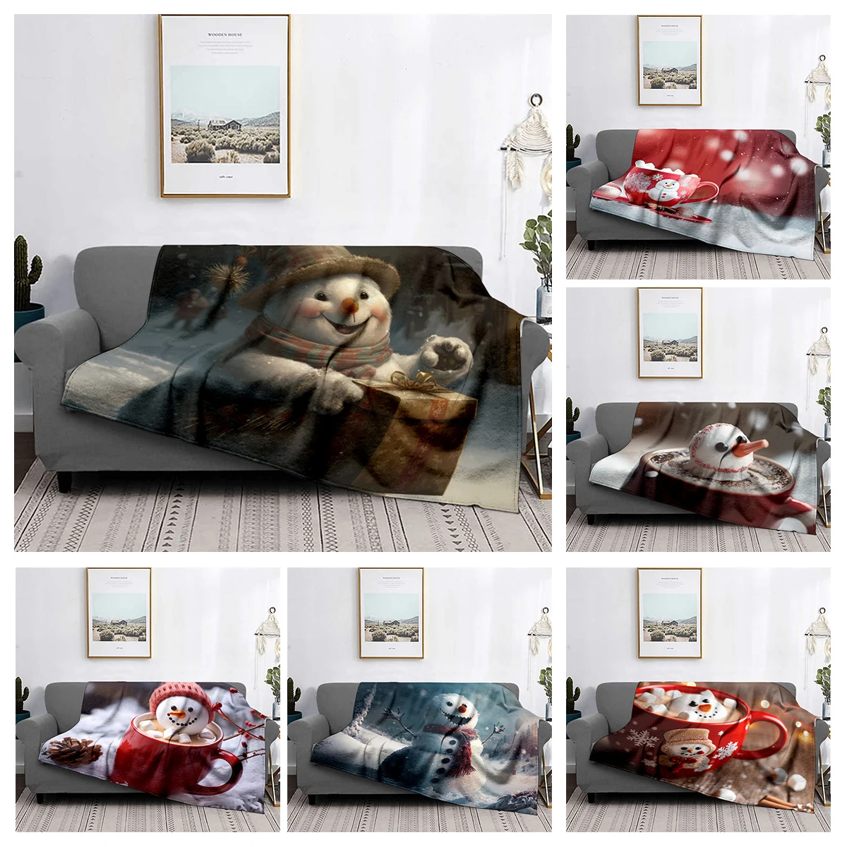 

Home decoration plush Throw Sofa blanket Bedspread bed fluffy soft blankets decor Plaid Modern morandi winter Merry Christmas