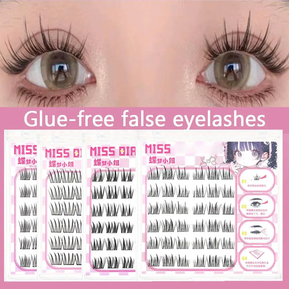 3D Self Adhesive Eyelashes 36 PCS Reusable Adhesive Eyelashes Pre-Glued Cluster Lashes C Curl No Glue Eyelashes 10-16mm Tool