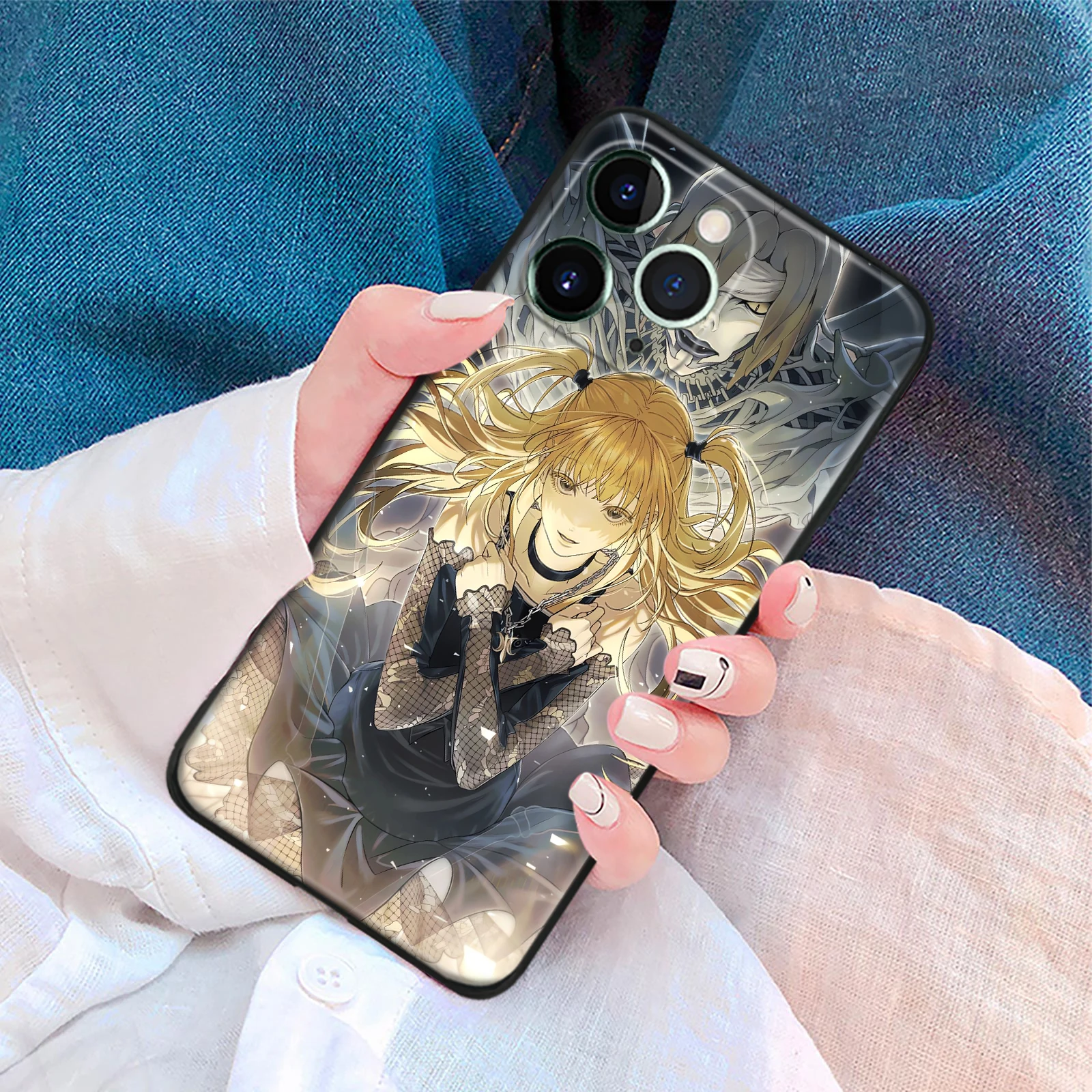 Rem Misa Amane Shockproof TPU Glass Manga Phone Protective Case for iPhone Xr Xs 12 13 Mini 11 14 15 16 Pro Max 7 8 15 16 Plus