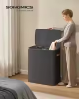 SONGMICS Laundry Basket 50.2 Gal, 3 Compartments