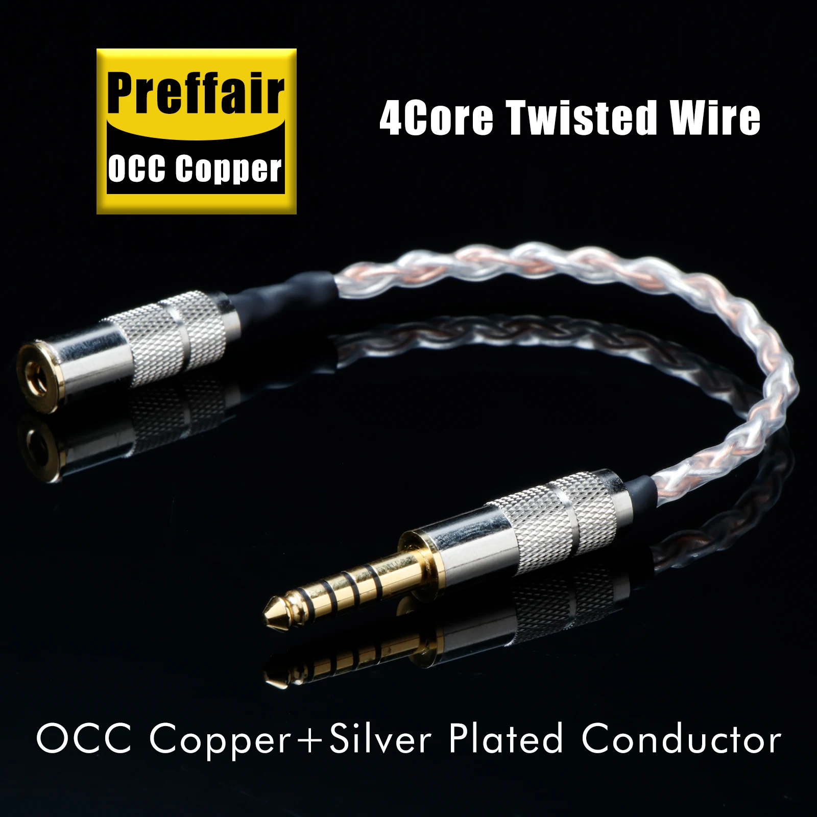 OCC Silver Plated 4.4mm to 3.5mm female adapter Cable single-crystal Copper Earphone transfer Cable