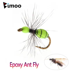 Bimoo 6PCS #10~#16 Grizzly Hackle Epoxy Ant Fly Fluorescent Nymphs Dry Fly Terrestrial Fly For Trout Fishing Lures