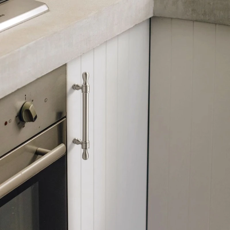 الأوروبي الصلبة النحاس مقابض خزانة ماتي الفضة درج المطبخ مقابض خزائن مضمد مقابض للأثاث #3