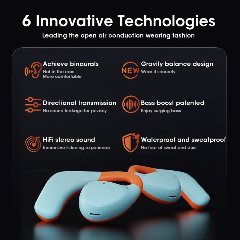 TWS 이어버드 무선 헤드폰, OWS 공기 전도 이어폰, 스포츠 하이파이 스테레오 러닝, 야외 블루투스 헤드셋, 이어 후크