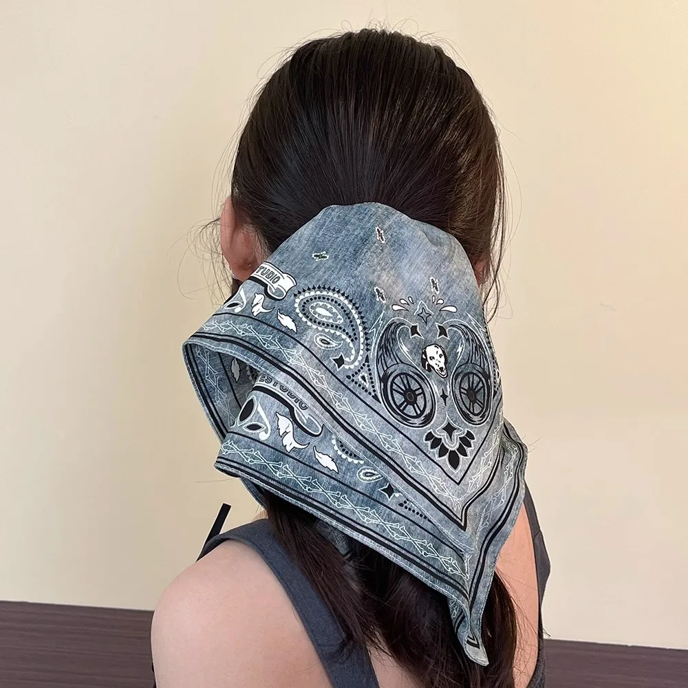 

Oversize Square Towel Hair Scrunchies Elastic Hair Ties Women Girls Print Ponytail Rubber Hair Bands Rope Hair Accessories Retro