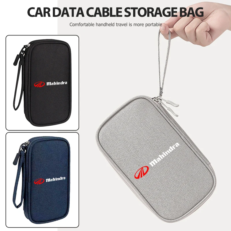 Bolsa de almacenamiento para cables de datos Mahindra, bolsa organizadora portátil de accesorios digitales de viaje KUV100 ‌   Roxor ‌   Pik Up Bolero Thar XUV700 ‌