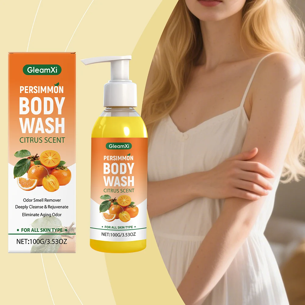 3 In 1 Persimmon Body Wash For Body Odor Long-Lasting Citrus Fruity Scented Shower Gel Skin Cleanser For All Skin Types 100g