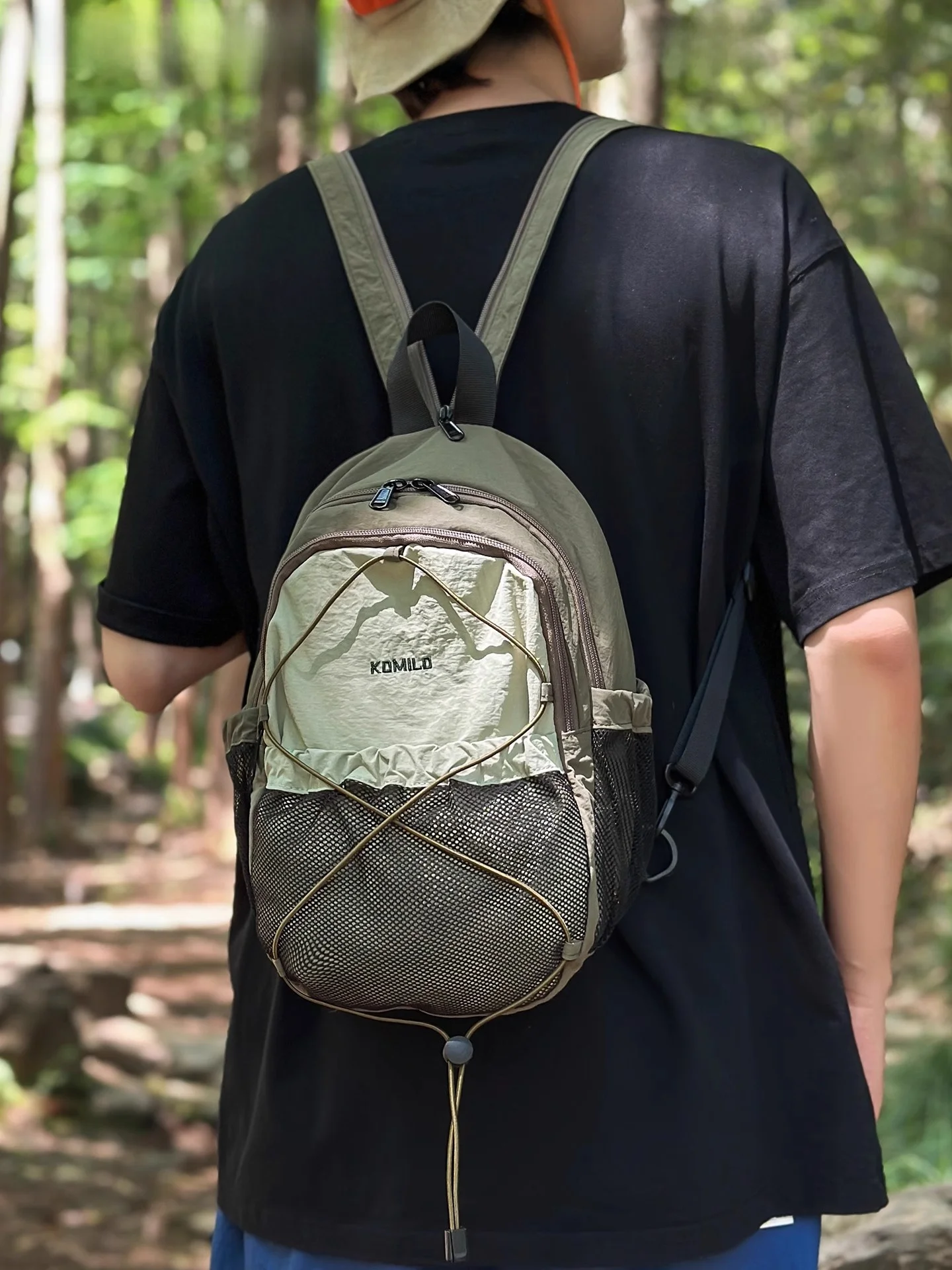 Mochila de Hiking Clnoe Kenok Unissex Leve e Multifuncional, Bolsa de Peito para Viagem, Mochila de Ombro Dupla com Alça Macia