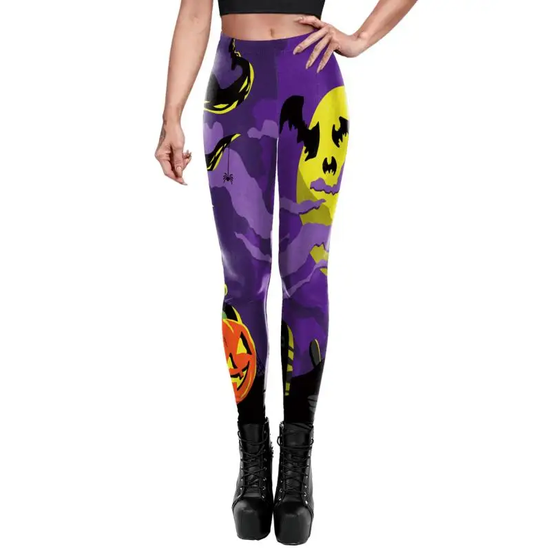 Nadanbao Leggings mit Spinnennetz-Skelett-Print, Halloween-Party, Damenhose, Sommerhose mit mittlerer Taille, weibliche Fitness-Sportstrumpfhose – Detail 35