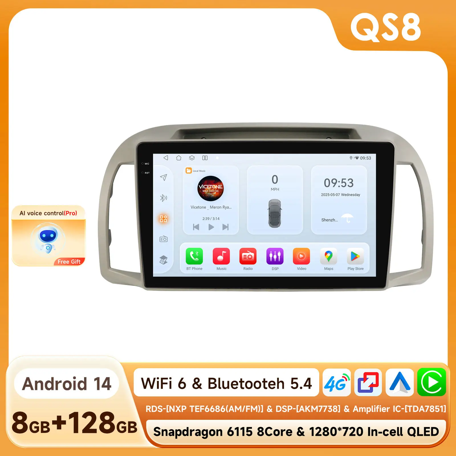 Hizpo AI Carplay Android Autoradio voor Nissan March Micra K12 2002-2010 Navigatie Auto GPS Head Unit Stereo 5G WIFI Multimedia
