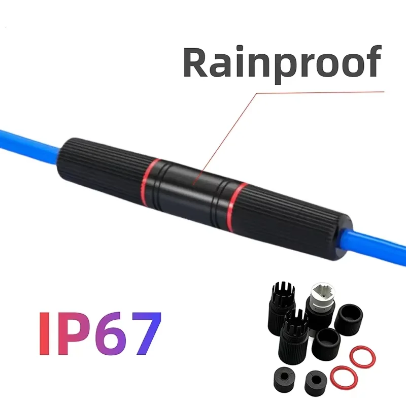 กันฝนสีดำ RJ45หญิงสายเคเบิลเชื่อมต่อเครือข่ายกันน้ำ Coupler ABS IP67กันฝุ่นอีเธอร์เน็ตหัวคู่อะแดปเตอร์กลางแจ้ง