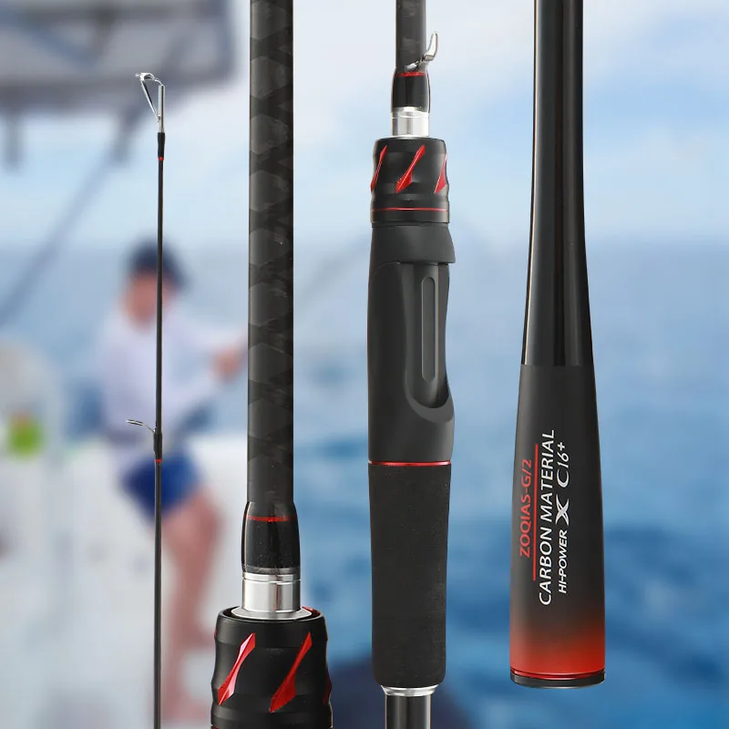 ROLLFISH Power M Spinning Casting Carbon Fiber Lure Fishing Rod 1.8-2.7M Freshwater Saltwater Bass Fishing Rod Fast Action