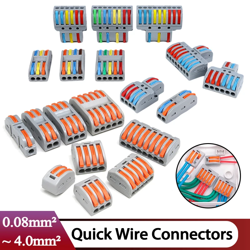 

Fast Wire Connector Push-in Electrical Terminal Block Universal Splicing Wiring Cable Connectors 0.08 - 4.0mm² Cable Connection