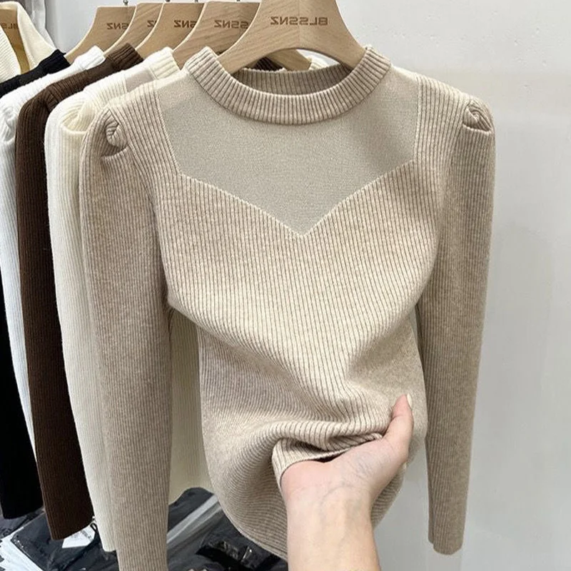 

2024 New Women's Clothing Solid Ladies Half Height Collar Undercoat Casual T-Shirts Autumn Winter Thin Simplicity Pullovers