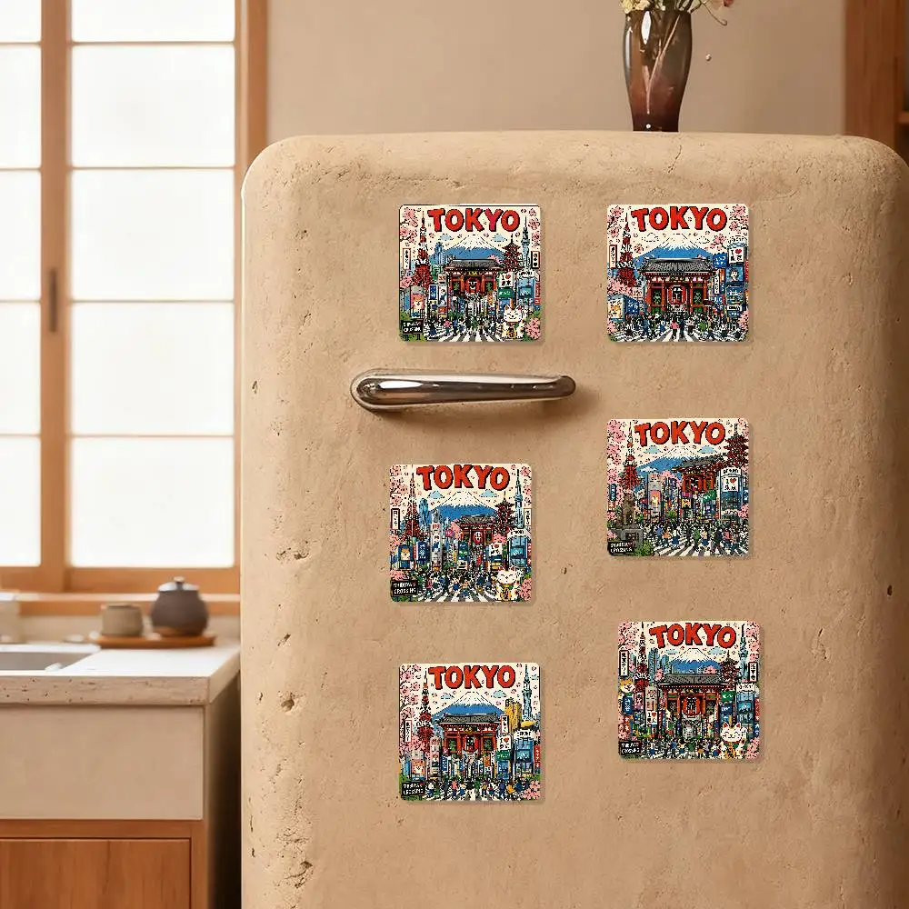 TOKYO Art Ästhetische Kühlschrankmagnete Personalisierter Kühlschrankmagnet Quadratische Form Kühlschrank Wand Tür Dekoration