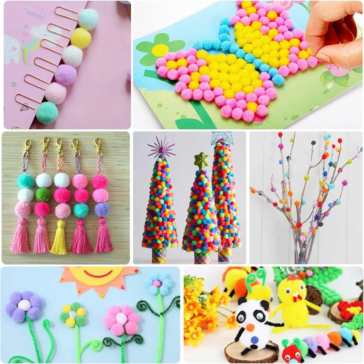 قطع بوم بومس، متعددة الألوان من بوم بومس للفنون والحرف اليدوية، كرات بوم بومس الناعمة والرقيقة، مقاسات متنوعة، للفنون والحرف اليدوية #6