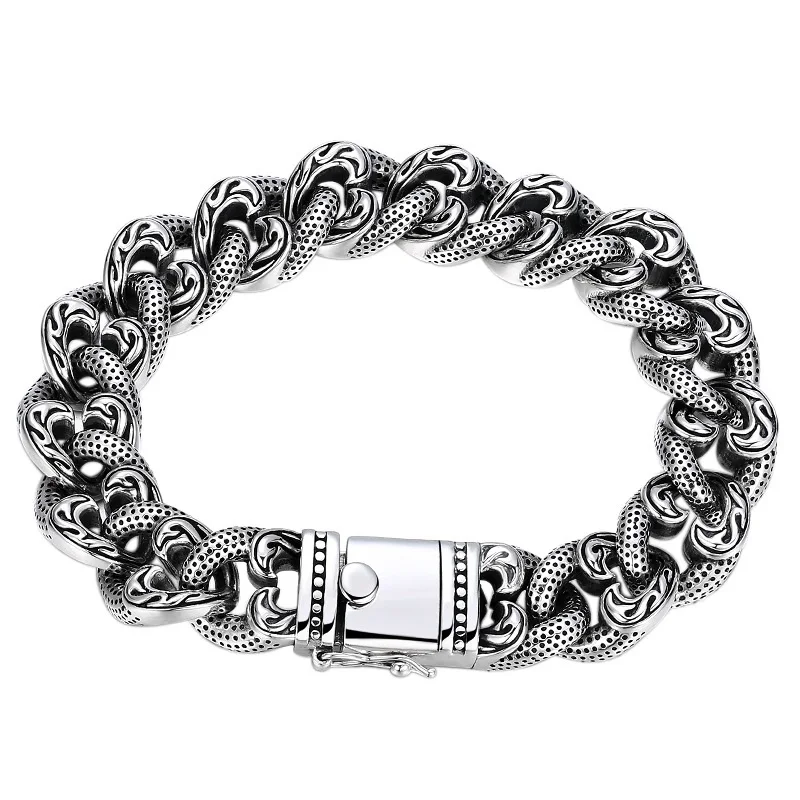 

S925 Real Sterling Silver Retro Classical Heavy Weave Bracelet Men Male Personality Classical Fashion Hand Chain Fine Jewelry