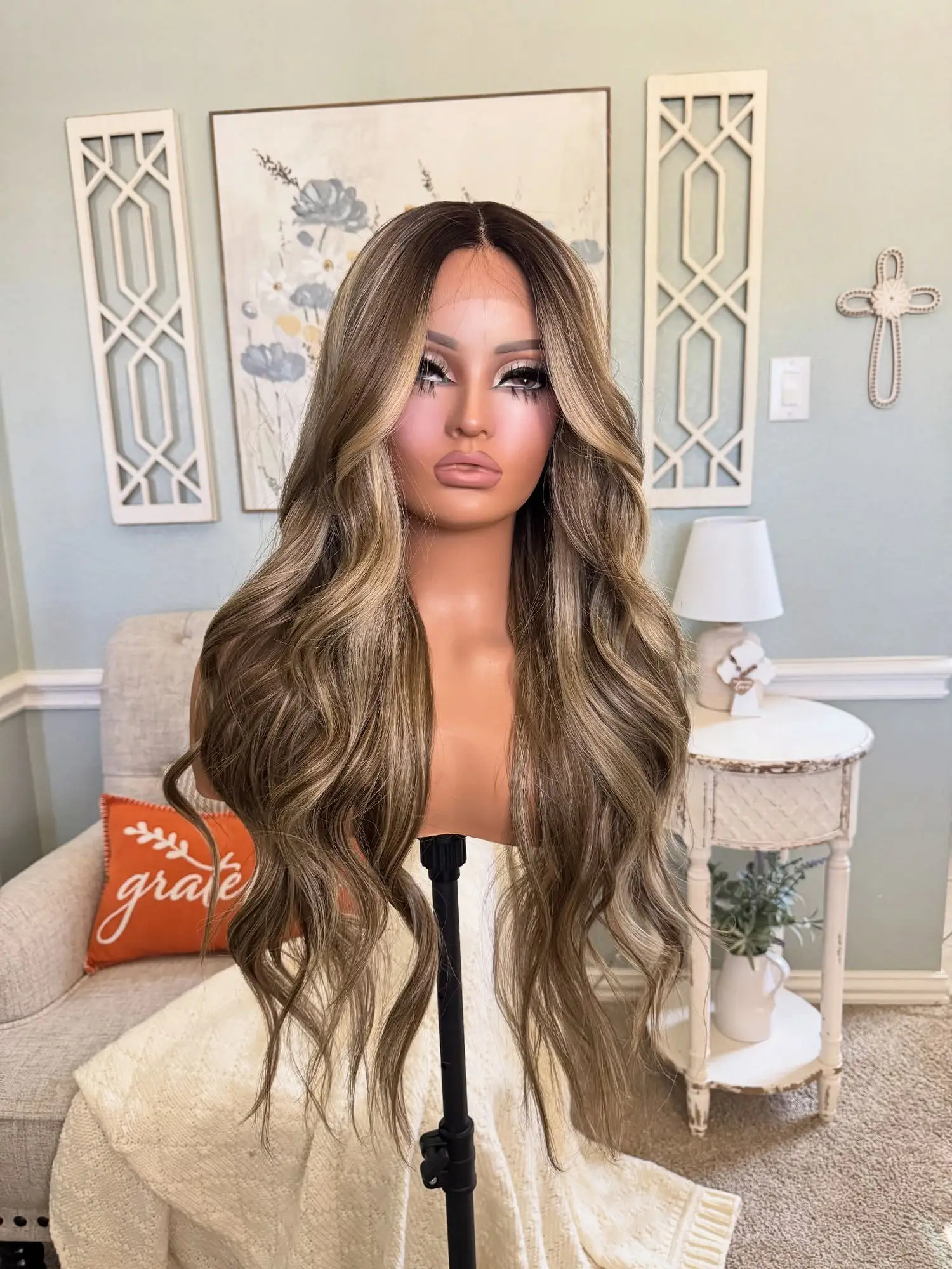 13x4 أومبير تسليط الضوء على السويسري HD شفافة الدانتيل شعر مستعار أمامي الكرمل البني لينة Balayage الجسم موجة غلويليس الباروكات الشعر الاصطناعية