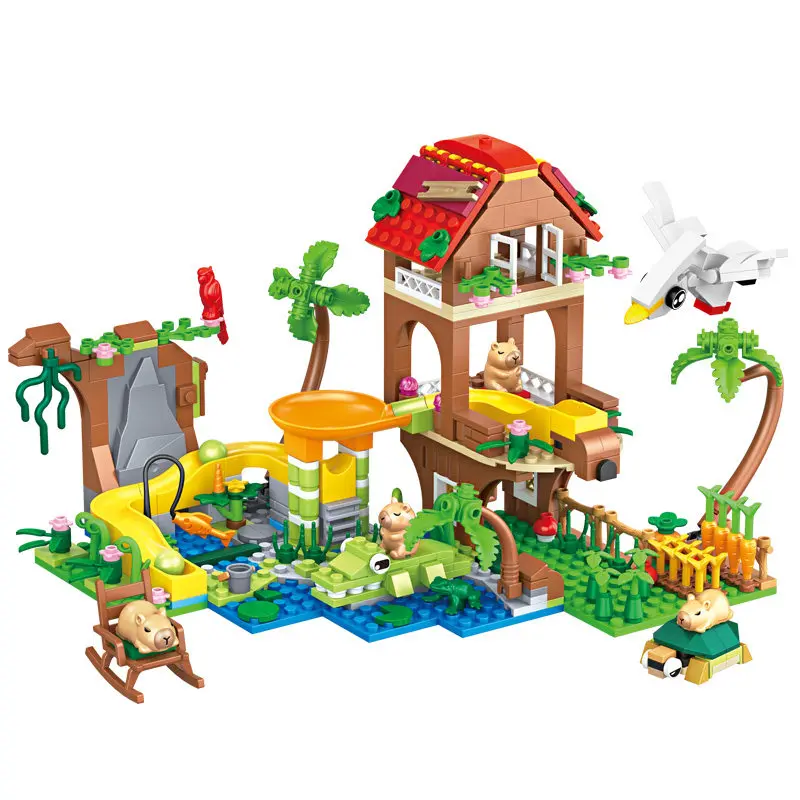 魅力的なカピバラのアクセサリー 積み木、面白い動物のシーンモデル、デスクディスプレイ用、大人やコレクターへのクリエイティブなギフト