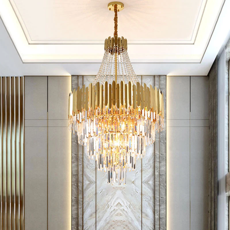 

Luxury Large Crystal Chandelier Gold Parlor Decoration Pendant Lights Sitting Room Hanging Lamps Hall Decor Chandelier Lighting