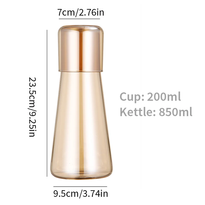 NONE 750/850ml Glas Teekanne Set heißes kaltes Wasser Krug transparente Wasser karaffe mit Becher Glas Tasse Home Nacht Wasserkocher 4