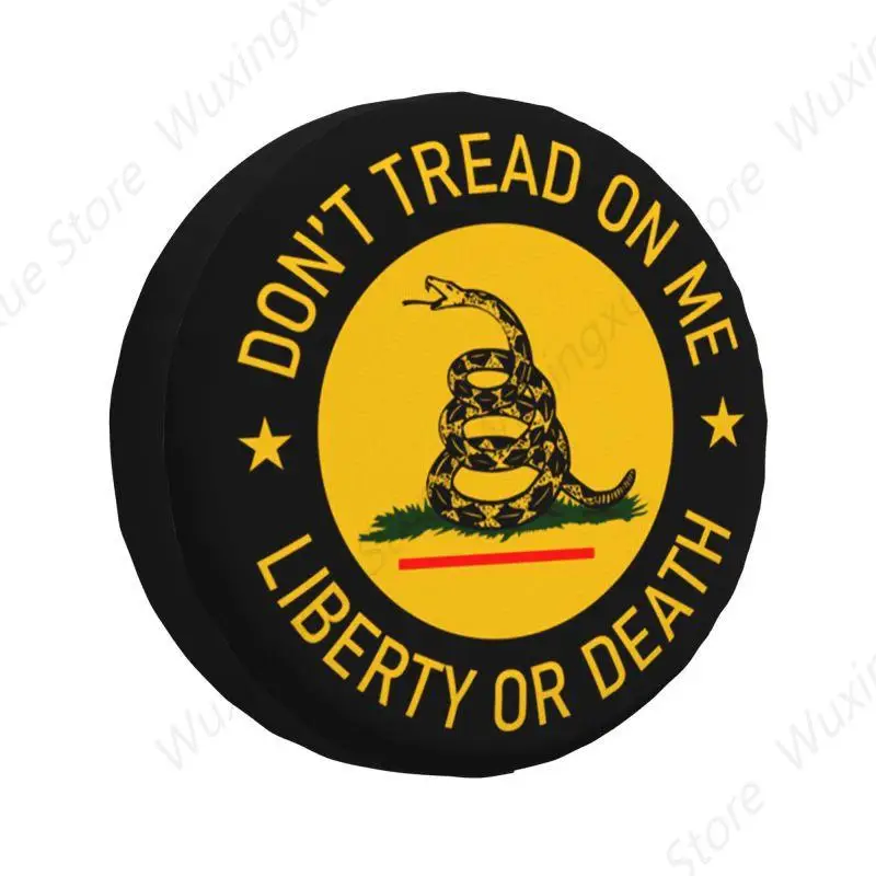 Custom Don't Tread On Me Gadsden Flag Spare Tire Cover for Jeep Wrangler 4WD 4x4 Trailer Car Wheel Protector 14