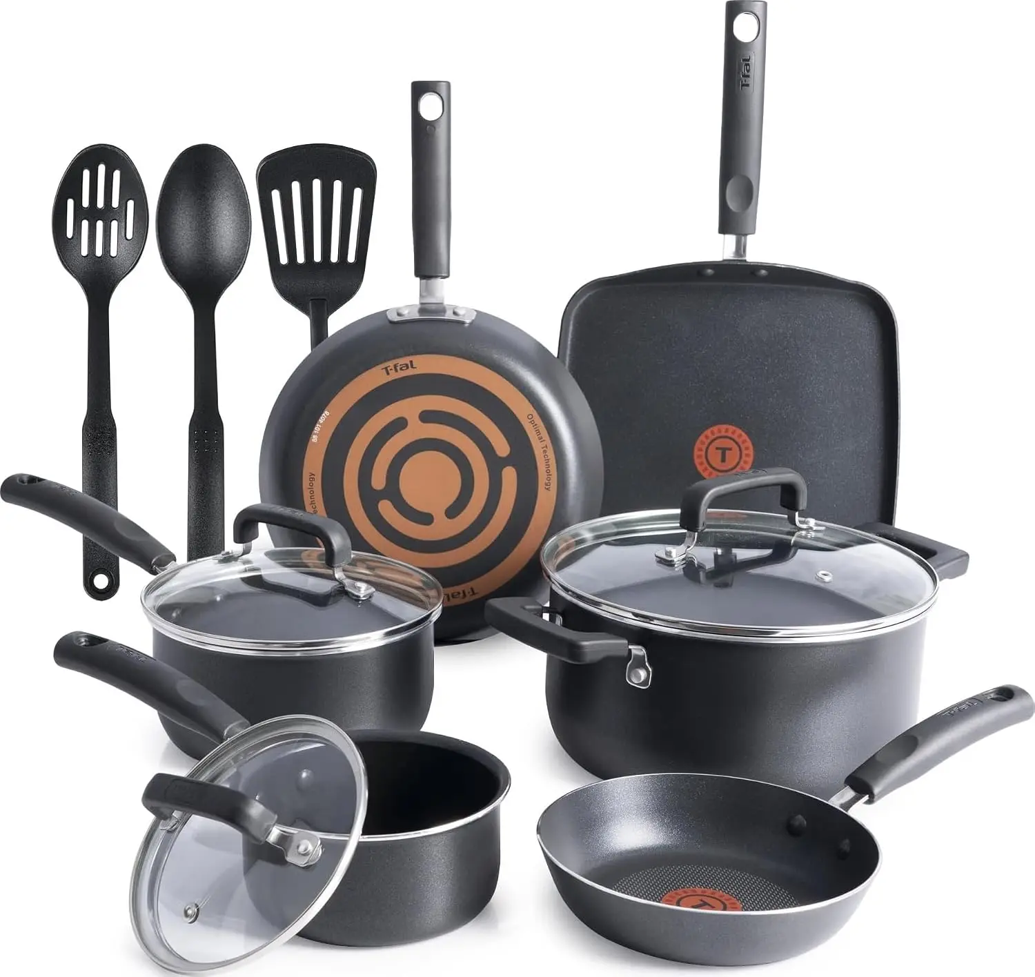 Nonstick Pots Pans Set 12 Piece Oven Broiler Safe 350F Kitchen Cookware Fry Pans Saucepans Saute Pan Dutch Oven Griddle Dishwash