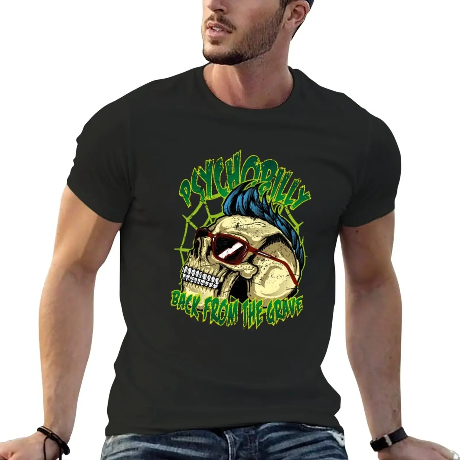 Psychobilly Skull Back from the Grave T-Shirt funny t shirts man clothes plain white t shirts men