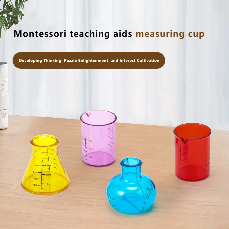 1 Set Educational Mini Measuring Cups - 4 Colored Plastic Cups, Science Experiment & Sensory DIY Teaching Aid