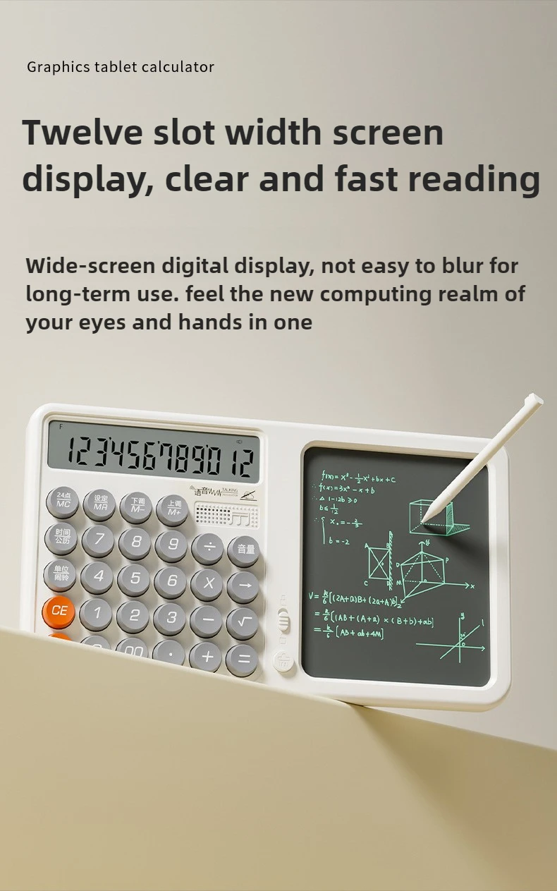 2-In-1 Colorful Fashion calculator Writing Tablet 12 Digit LCD Display For College Office Student Teacher Accountant