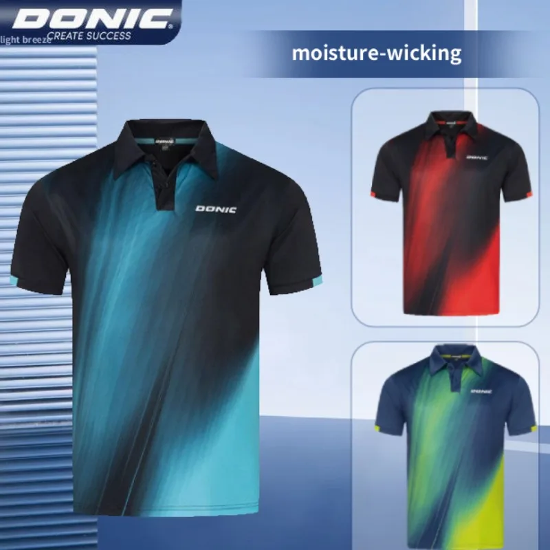 

Authentic DONIC table tennis jersey standing collar short sleeved men's and women's quick drying breathable sportswear 83255