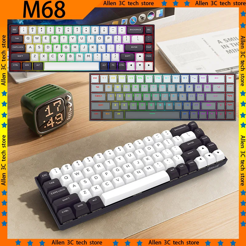 Redragon M68 Mechanical Gaming Keyboard Wired RGB Backlit Hot-Swap PBT 68 Key Magnetic Switch Gamer Esports PC Gaming Keyboard