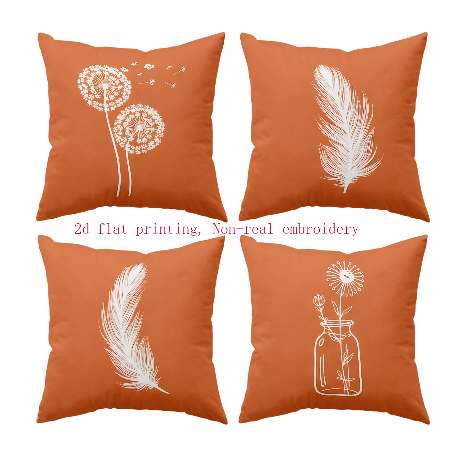 1/4pcs Boho Terracotta Throw Pillow Covers with Dandelion Feather Floral Jar Prints for Home Decor Sofa Bedroom Living Room