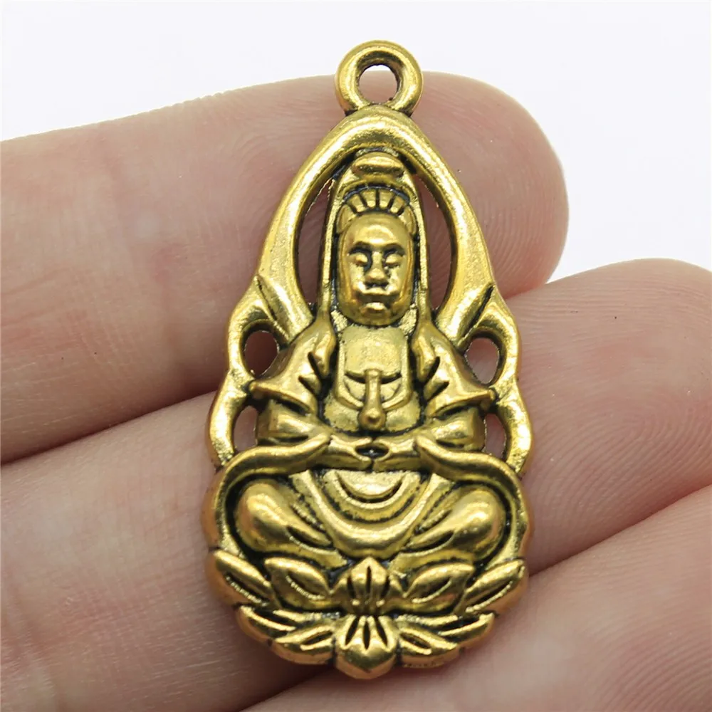 WYSIWYG 5pcs 36x18mm 3 Colors Buddha Charms Pendant For DIY Jewelry Making Handmade Jewelry Craft Findings