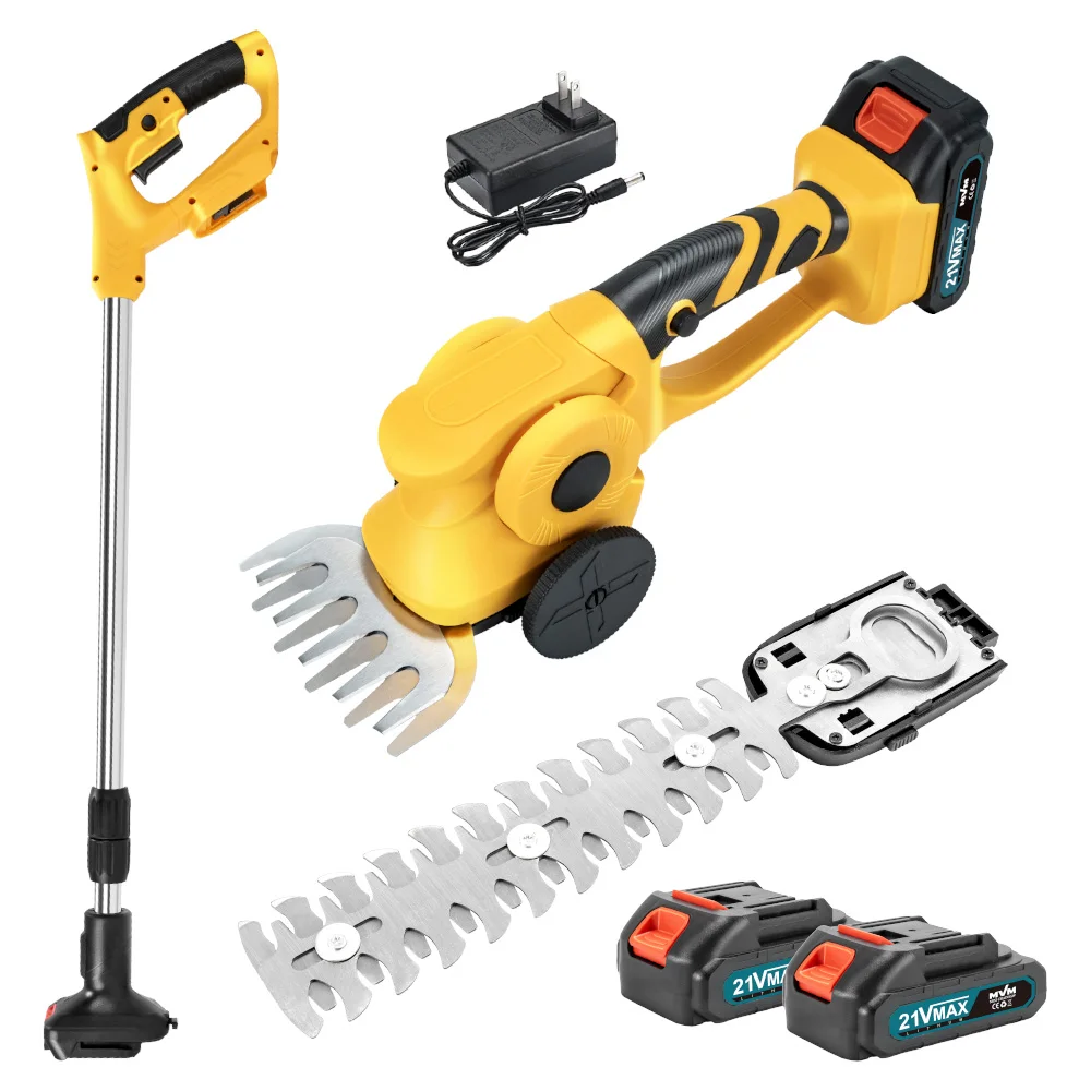 

3 in 1 Cordless Rod Mini Hedge Trimmer Grass Trimmer Electric Trimmer with Extension Rod Multi-angle for Garden Lawn