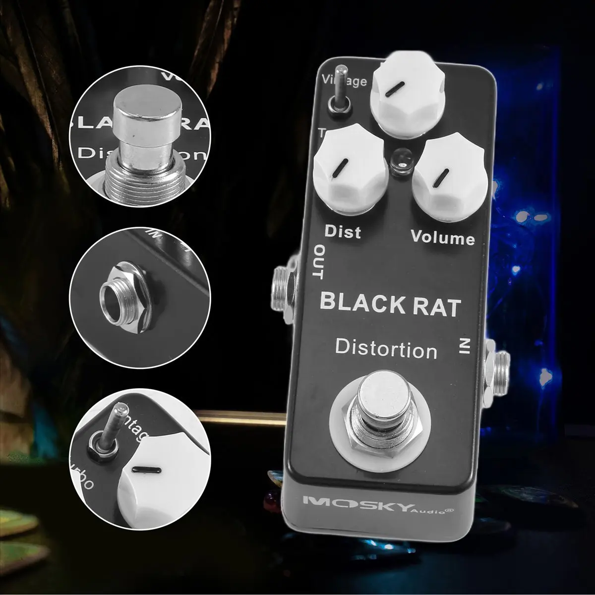 【HOT!TURE】Mosky Black RAT Distortion Mini Guitar Effect Pedal view 6