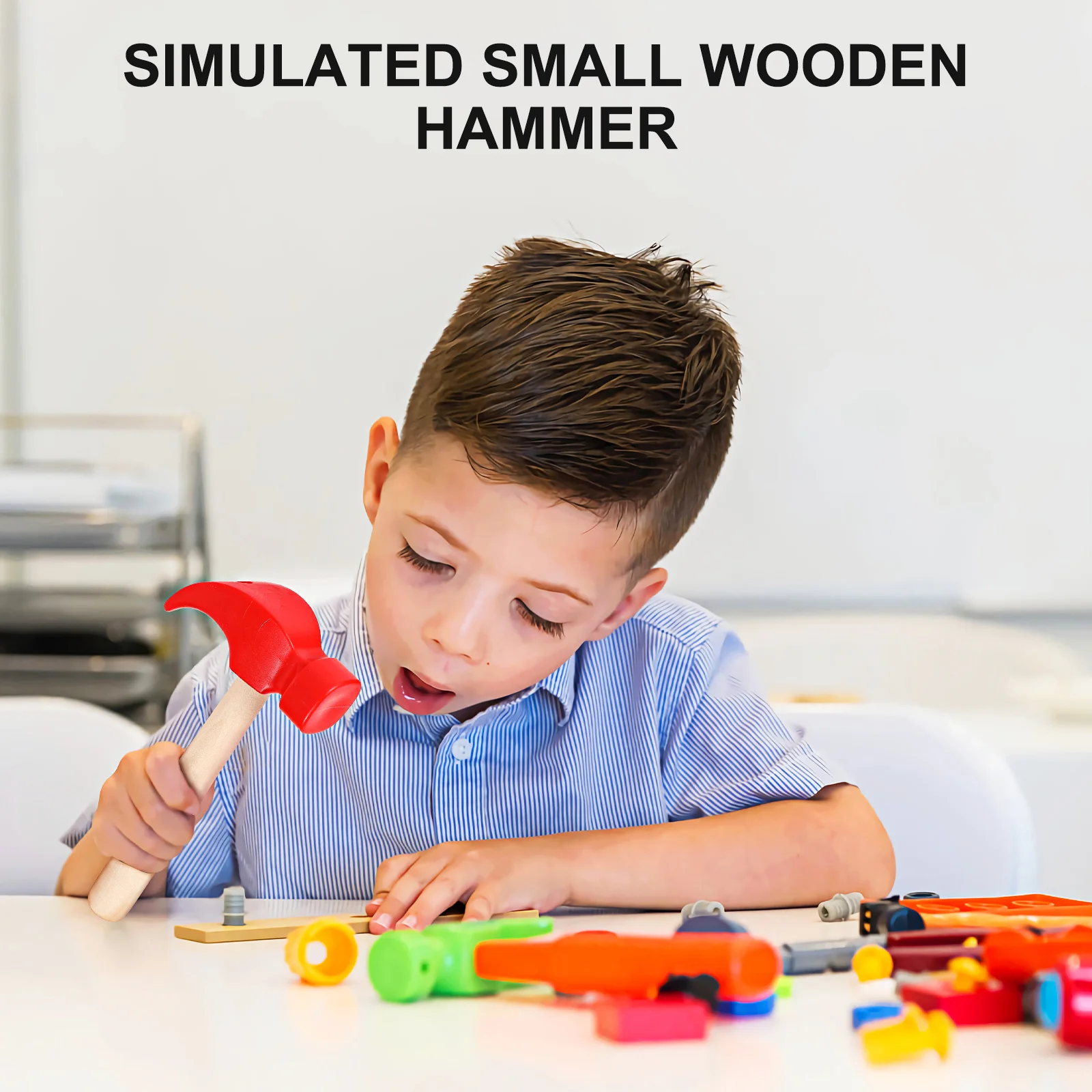 3Pcs Wooden Hammer Set Fine Craftsmanship Lightweight Round Smooth Surface Maintenance Simulation Tool for Kids Hand Muscle