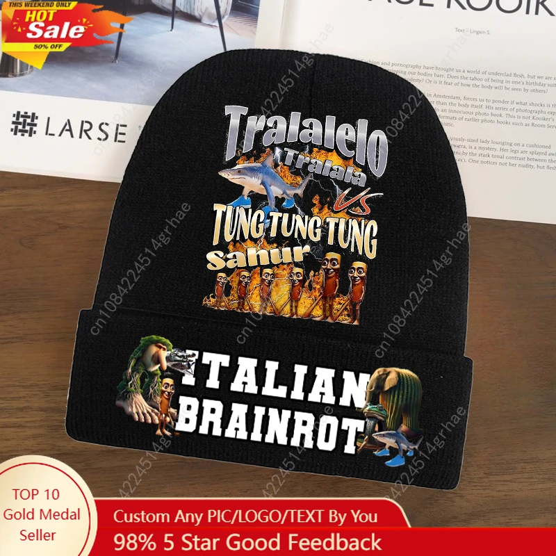 

Italian Brainrot Knitted Hat Boys Girls Tralalero Tralala Winter Cap Kids Outdoors Warm Beanies Children Fashion Headgear Gift