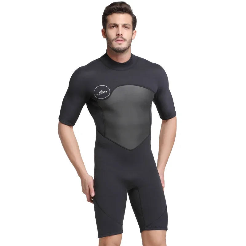 SBART-2mm Neoprene Wetsuit for Men Keep Warm Swimming Scuba Diving Bathing Suit Short Sleeve Triathlon Wetsuit Surf Snorkeling