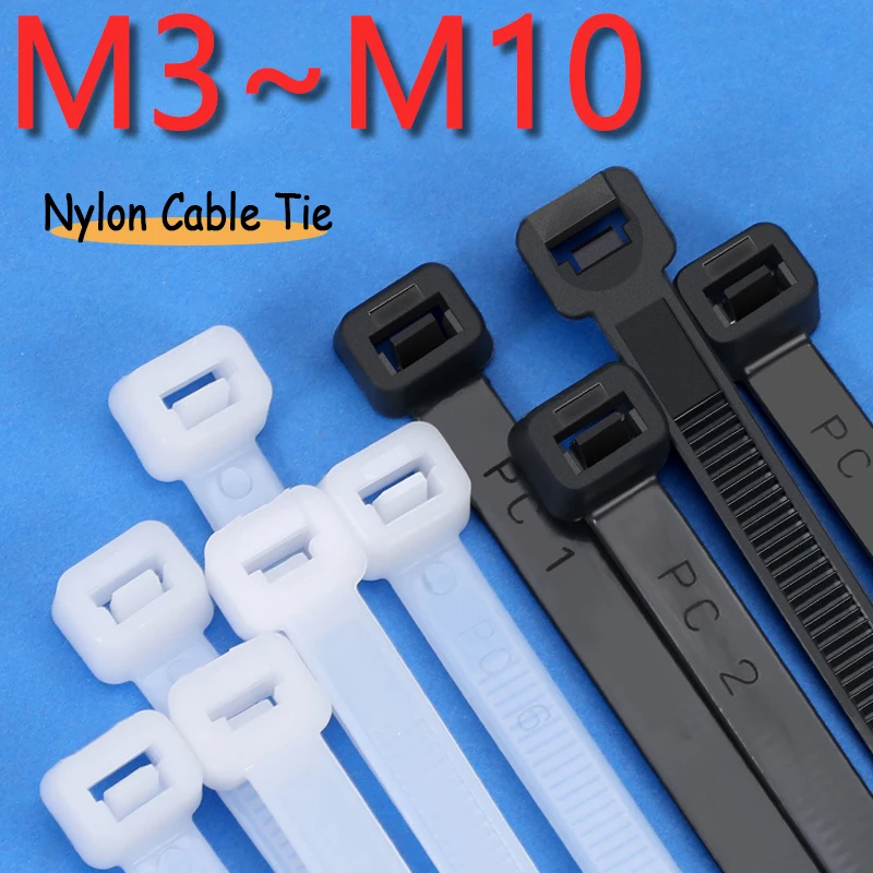 Black White Nylon Self-locking Cable Tie 60/80/100/120/150/200/250/300/350~1500mm Plastic Fastening Ring Cable Lock Strap Zip