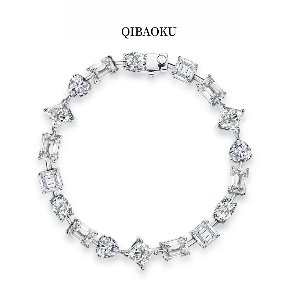 QIBAOKU D Color Moissanite Bracelet for Women Men 100% S925 Sterling Silver Diamong Wedding Bridal Luxury Hand Jewelry Gift 2026