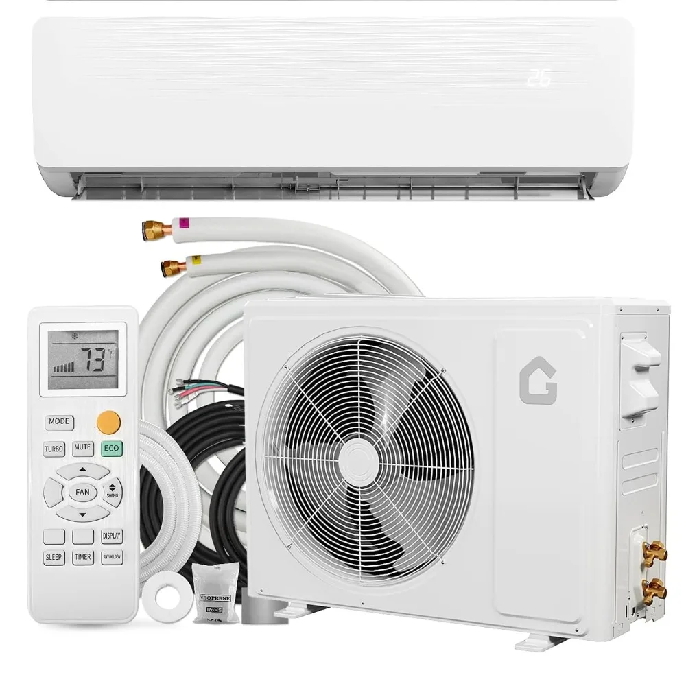 

12000 BTU Mini Split AC Remote 19 SEER2 750 Sq.Ft 230V Ductless Inverter 1 Ton Heat Pump Pre-Charged Install Kit, Custom