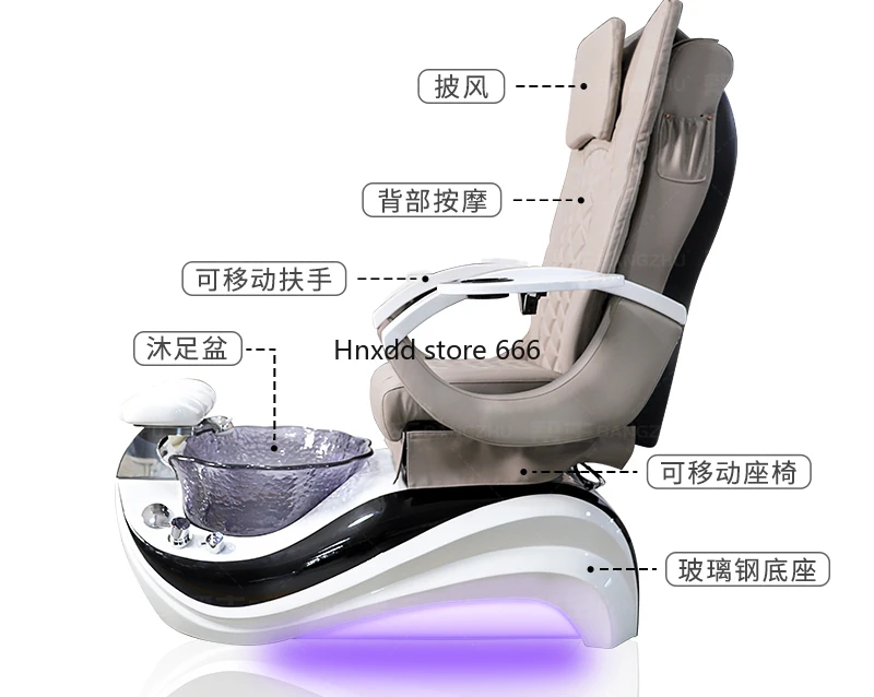 Nail art sofa electric recliner crystal basin for foot soaking