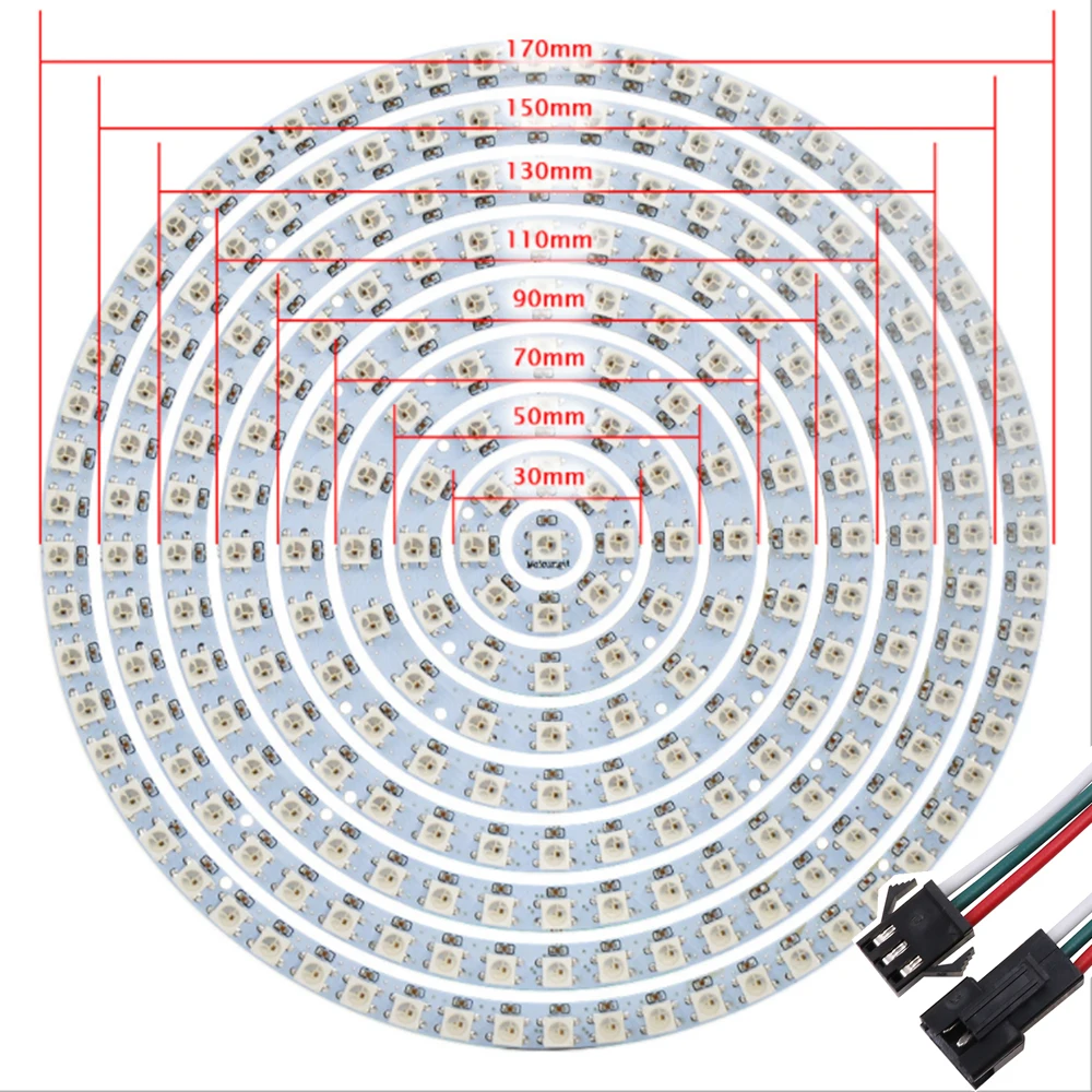 Addressable WS2812B pixel Ring 1 8 12 16 24 32 40 48 60 93 241 LEDs WS2812 SK6812 5050 RGB LED Ring WS2811 ic Built-in RGB  DC5V