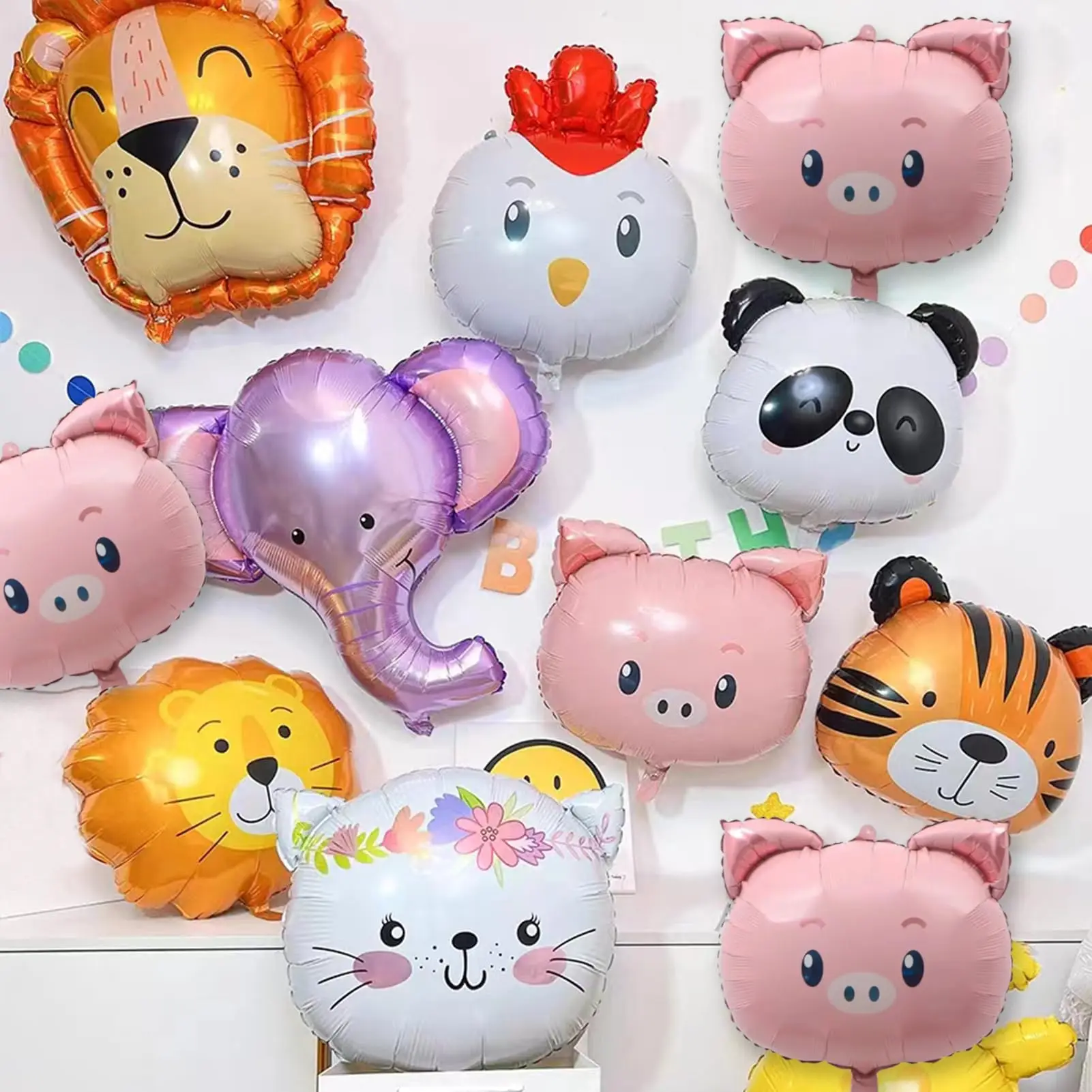 5pcs Pink Pig Animal Aluminum Foil Balloons, Suitable For Jungle Farm Zoo Hunting Theme Birthday Baby Shower Party Decoration