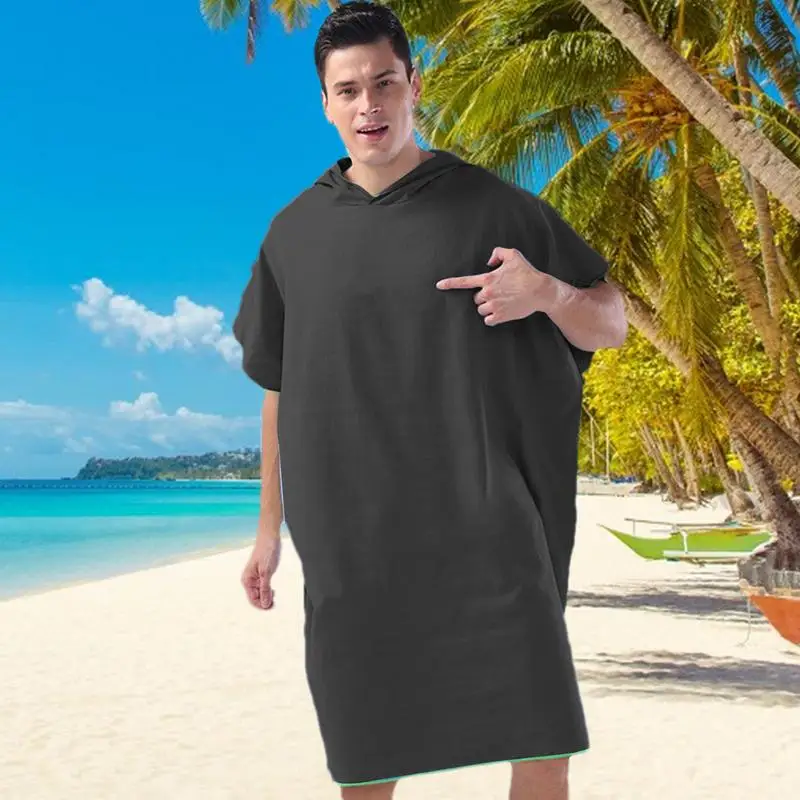 Towel Poncho Adult Microfiber Changing Towel Bath Quick-Drying Beach Poncho Wearable Blanket Spa Robe For Aquatics Home Sports